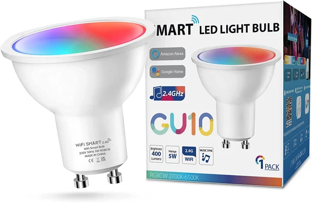 LOHAS GU10 WiFi Smart Bulb, Compatible with Alexa Google Home, 5W RGB LED...