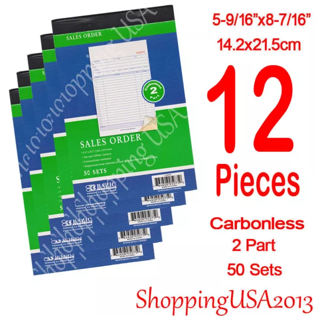 12 Pcs Invoice Sales Order Book Receipt Form Record Carbonless 50 Sets 2 Parts 2