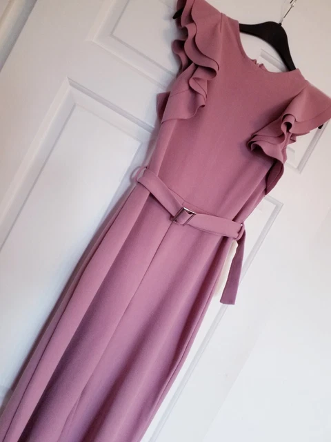 Tuta autocintura River Island ragazza tessuto crepe rosa polveroso età 11/12 anni
