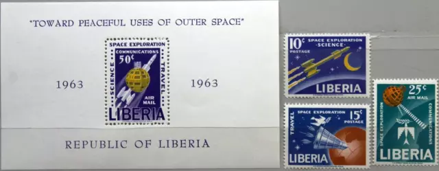 LIBERIA 1963 602-04 A Block 27 A Space Exploration Rocket Weltraum Raumfahrt MNH