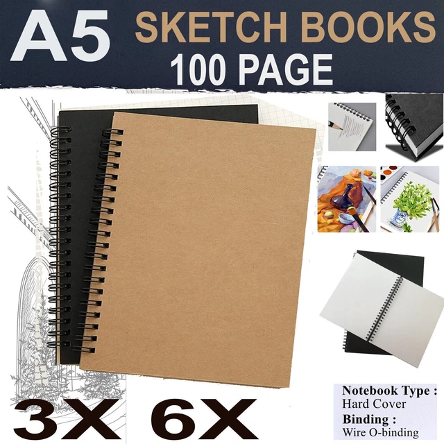 Zeichnungsskizzenbuch A5 Seiten Künstler Kunst Skizzieren Spiralpad Handwerk Papier Notizblock