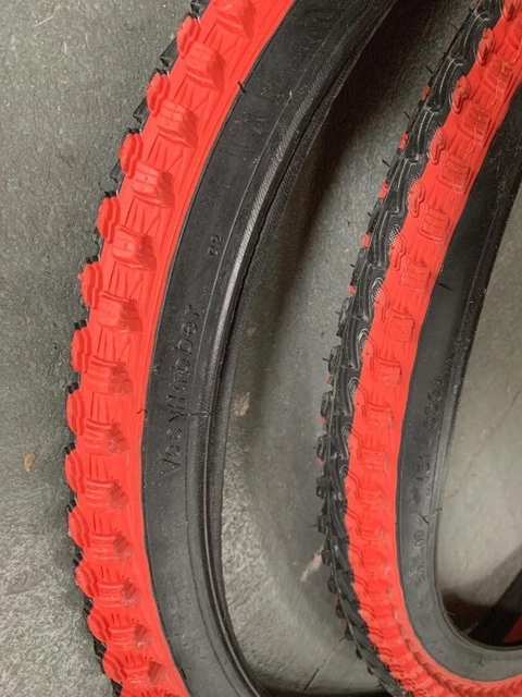 2Pcs Bicycle Tires 26" X 2.0 Vee Rubber 2-Tone Color Mtb Bmx Cycling Bike Red