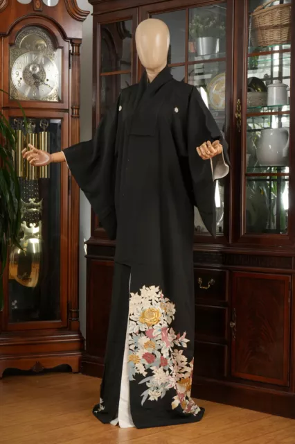 Dear Vanilla Japanese Silk Tomesode Kimono Women's Authentic Japan Made Vintage