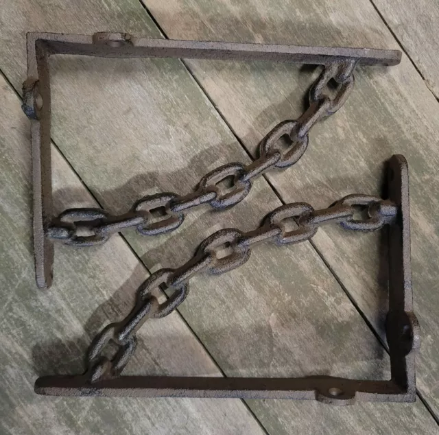 2 Cast Iron CHAIN Brackets Garden Braces Shelf Bracket