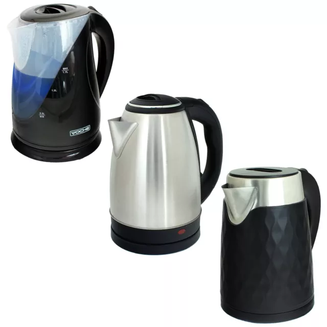 Electric Cordless Kettles Stainless Steel Dual Illumination Black Diamond Design