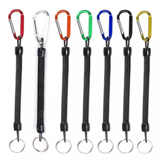 Fishing Lanyards Kayak Boating Heavy Duty Fishing Tool Safety Coil Lanyard  Retractable 120cm/39-47 White