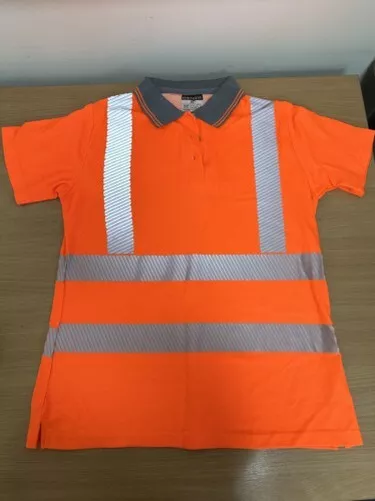 Donna Pro Hi-Vis Polo Nastro Riflettente Lavoro T-Shirt Abbigliamento Top