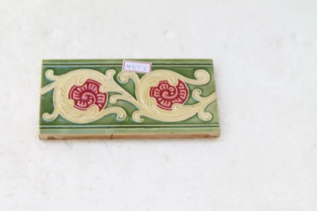 Japan antique art nouveau vintage majolica border tile c1900 Decorative NH4372 9