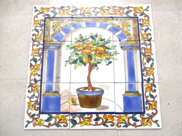 18" x 18" Ceramic tile art Mosaic wall mural Lemon Tree floral BACKSPLASH
