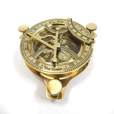 LOT OF 3 Solid Brass Sundial Working Compass Handmade Nautical Navigation Gift