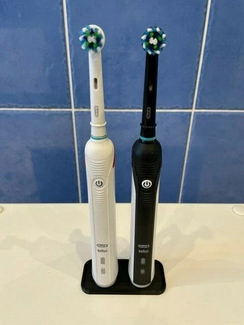 Toothbrush black stand/holder for two 2 Braun Oral B electric toothbrushes