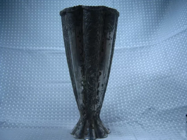 Antique Persian Islamic Middle East Silver Plated Vase 10" Tall