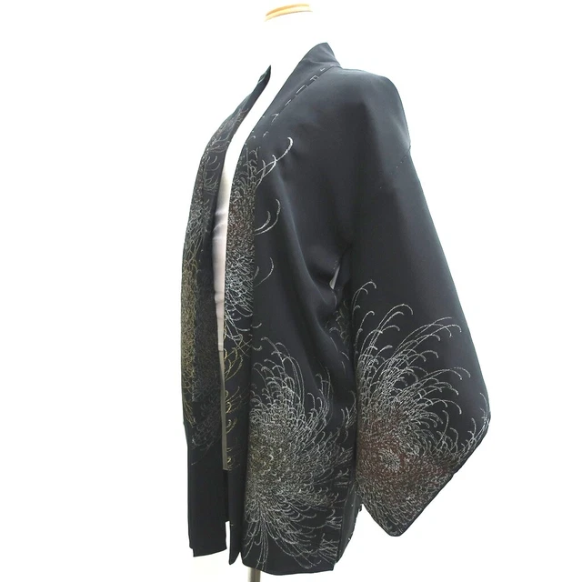 9000C5 Silk Vintage Japanese Kimono Haori Jacket Rangiku Chrysanthemum