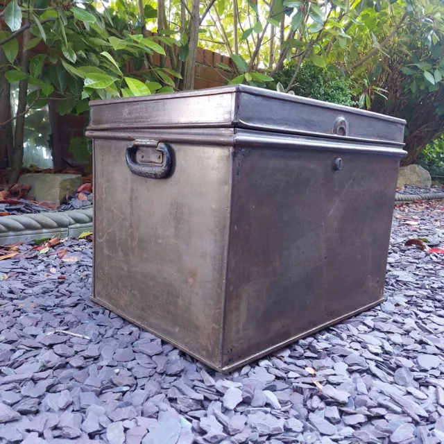 Rare Vintage Antique Milner Metal Large Storage Trunk Safe Industrial No Key