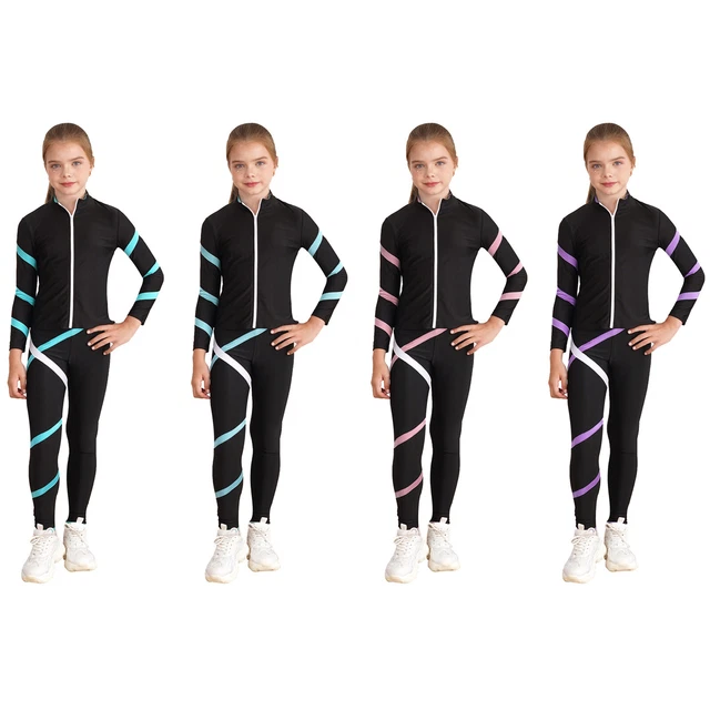 Kids Girls Tracksuit Running Sportwear Yoga Activewear Gym Sweatsuit Gymnastics