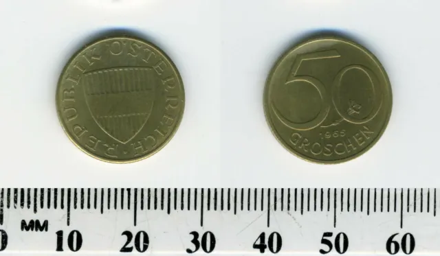 Austria 1965 - 50 Groschen Aluminum-Bronze Coin - Austrian Shield - #1 2
