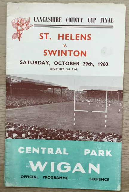 Rugby League Programme Lancashire Challenge Cup Final St Helens V Swinton 1960