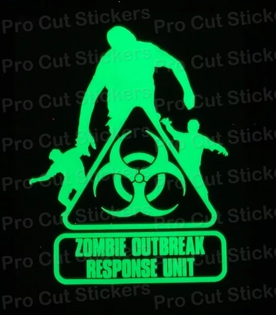 Zombie Outbreak Response Glow in the Dark Luminescent Vinyl Stickers Decals d2