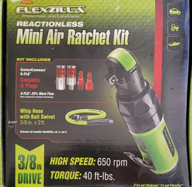 Flexzilla At8530Fz Reactionless Mini Air Ratchet Kit, 3/8 In Drive