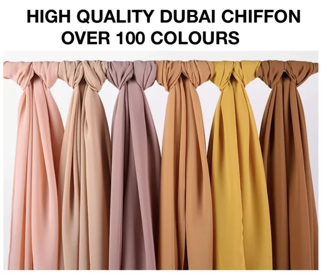 New DUBAI made Premium Plain Chiffon Maxi Hijab Scarf Shawl Head Wrap Sarong