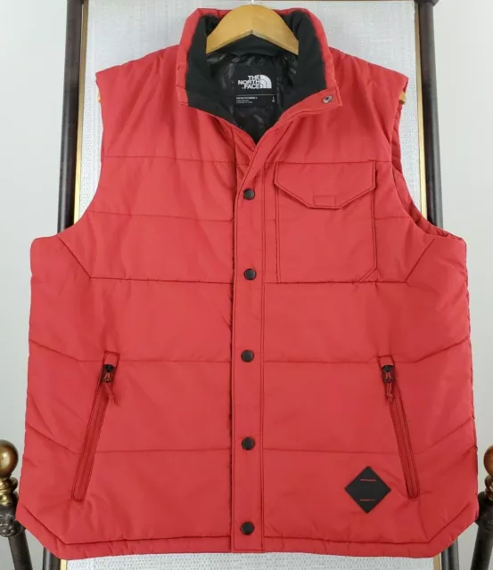 THE NORTH FACE Size Large Mens Red Snap Front Quilted 150G Poly Insulated Vest