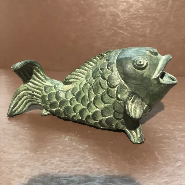 Vintage Bronze Koi Fish Figurine Very Old