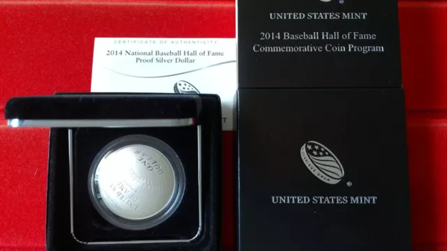 2014 P Baseball Hall of Fame Proof Silver Dollar HOF Coin Box + COA