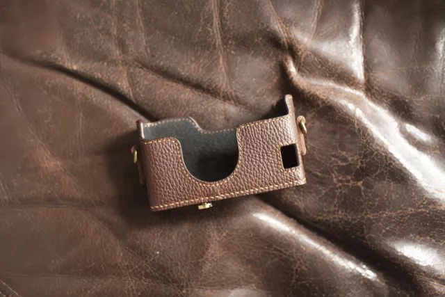 Handmade Genuine Real Leather Half Camera Case Bag Cover for Nikon 35Ti 28Ti