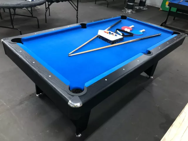 7 Foot Pool Table With Blue Felt Plus Accessories + Table Tennis + Dining 2