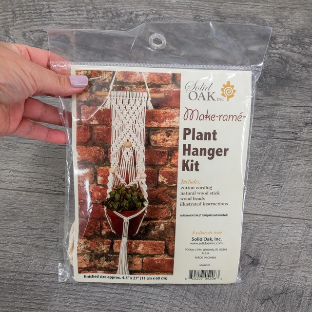 Kit colgador de plantas de roble liso-macramé hacer cobre-3 cuentas para macetas de 4,5 in