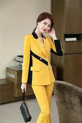 TAILLEUR COMPLETO DONNA giallo nero giacca manica lunga pantalone