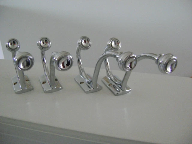 Hooks 4 Chrome Plated Brass Wall Mounted  Double Coat Towel Robe Hangers