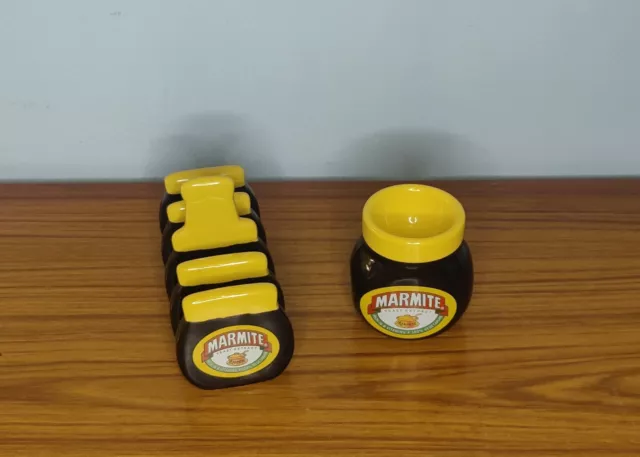 Marmite toast holder and egg cup set.
