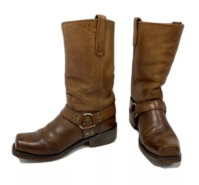 VTG 70'S DOUBLE HH Brown Campus Riding Harness Motorcycle Biker Boots 8 ...