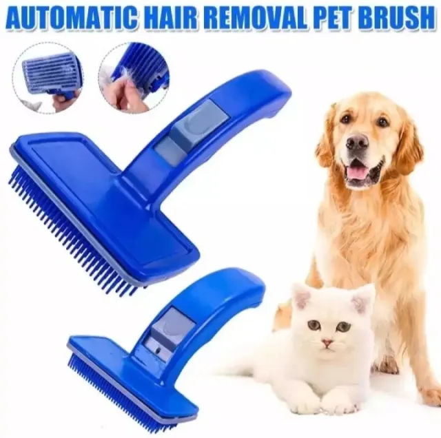 Pet Dog Cat Grooming Self Cleaning Brush Comb Hair Fur Shedding Tool Push Button