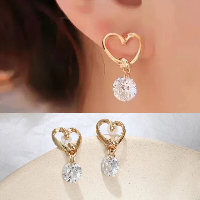 Boucles D'oreilles Cœur En Métal Doré Plaqué Or Gefor - Neuf Avec étiquettes, Fermoir Clous