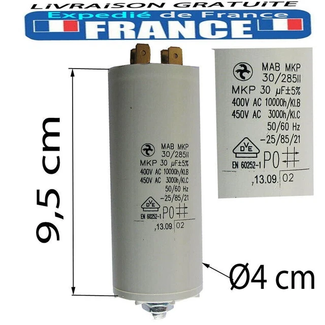 Condensateur De Démarrage Moteur 30µF/36µF 250V - Type CBB60E - NEUF - Marque SR Passives