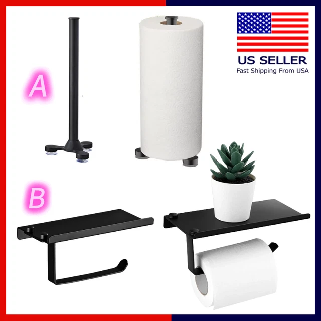 PAPER TOWEL HOLDER Wall Mount / Free Standing Under Adhesive