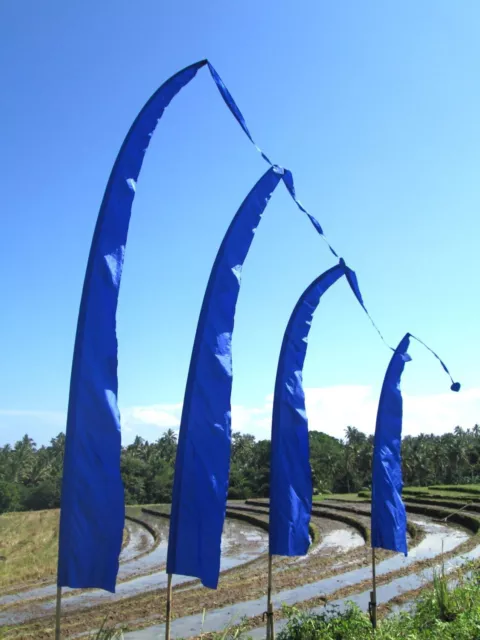 Balifahne Bali Garten Fahne Garten-Fahne Royal Blau 200cm mit Stange Bambusstab