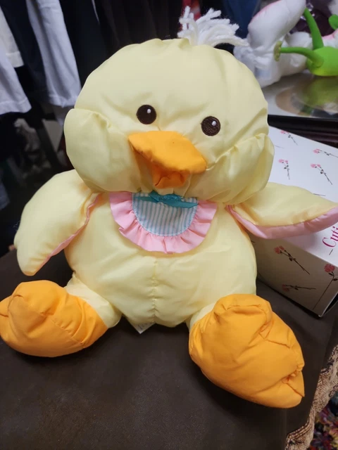 Vintage Fisher Price Puffalump Stuffed Yellow Duck #8011 #8012 1992 Bib Chick
