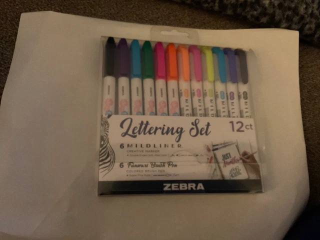 Zebra Mildliner Lettering Set 12/Pkg-Assorted Colors & Styles -10012