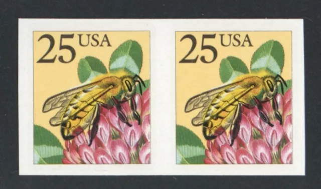 US STAMPS EFO SC# 2281a 25c HONEYBEE IMPERFORATE PAIR MNH OG