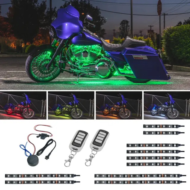 LEDGlow 10pc ADVANCED MILLION COLOR LED SMD MOTORCYCLE LIGHTS KIT w 102 RGB LEDs
