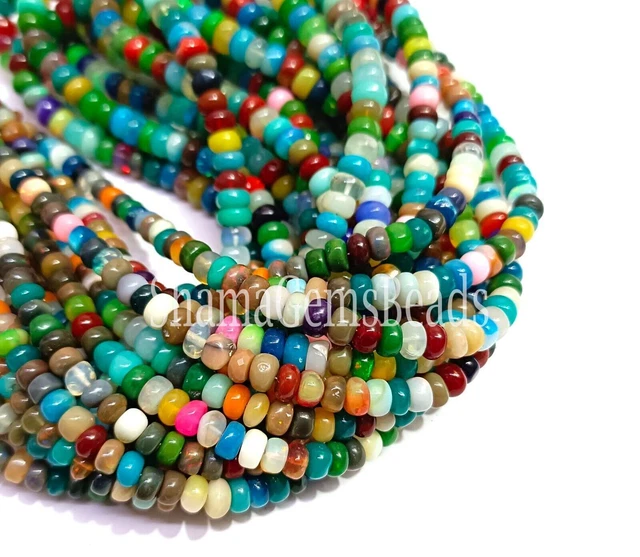 Multi Disco Ethiopian Opal Smooth Rondelle Shape Beads Loose Gemstone Beads... 2