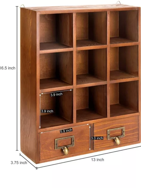MyGift Vintage Wood Wall Mounted 9 Compartment Shadow Box Display Shelf