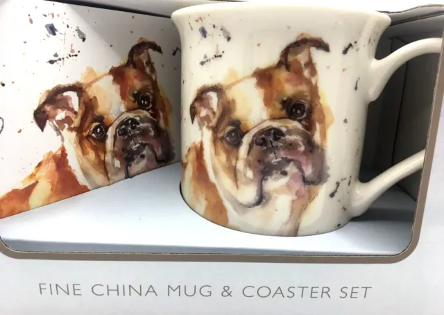 English Bulldog Mug & Coaster Set~ Mans Best Friend~ Leonardo ~New~ Boxed