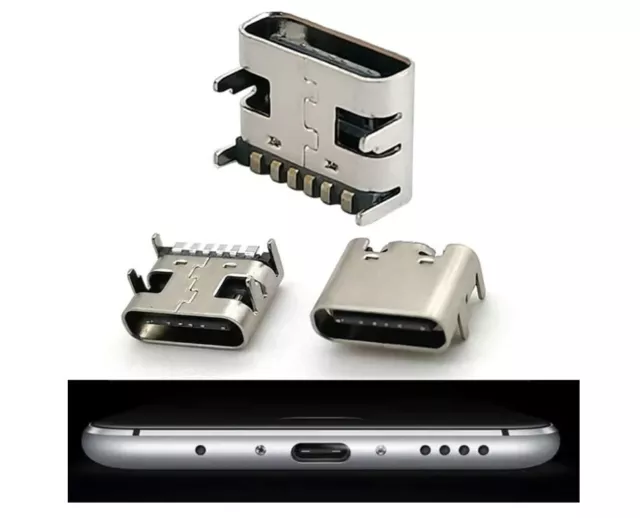 3 Pcs USB-3.1 Type-C Female Socket Jack Connector SMD Port 6 pin Current Fast