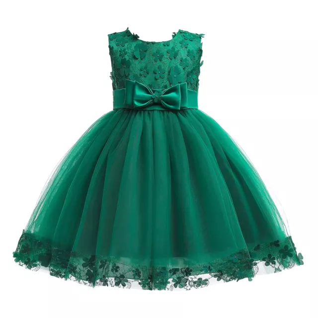 Weileenice Dark Green Little Girl Ball Gown Lace Evening Pageant Party Dresses