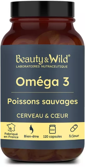 OMÉGA 3-2000mg d’Huile de Poissons Sauvages Riche en EPA/DHA VITAMINE E Oméga...