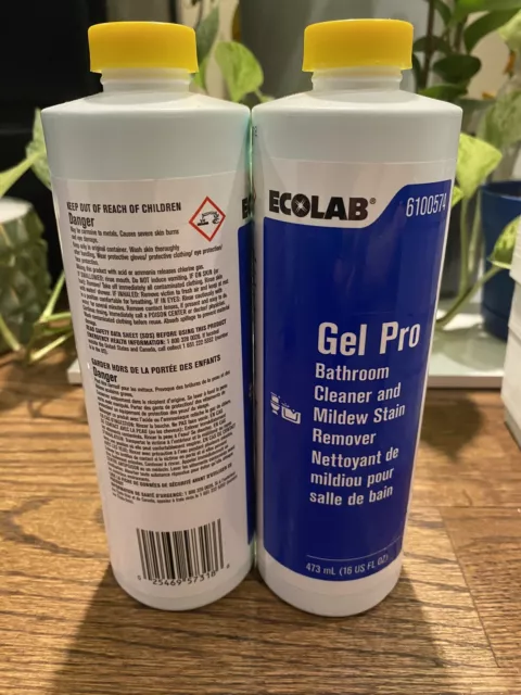 2 Bottles ECOLAB GEL PRO Cleaner, Commercial-Strength 16oz x2 NEW POWERFUL